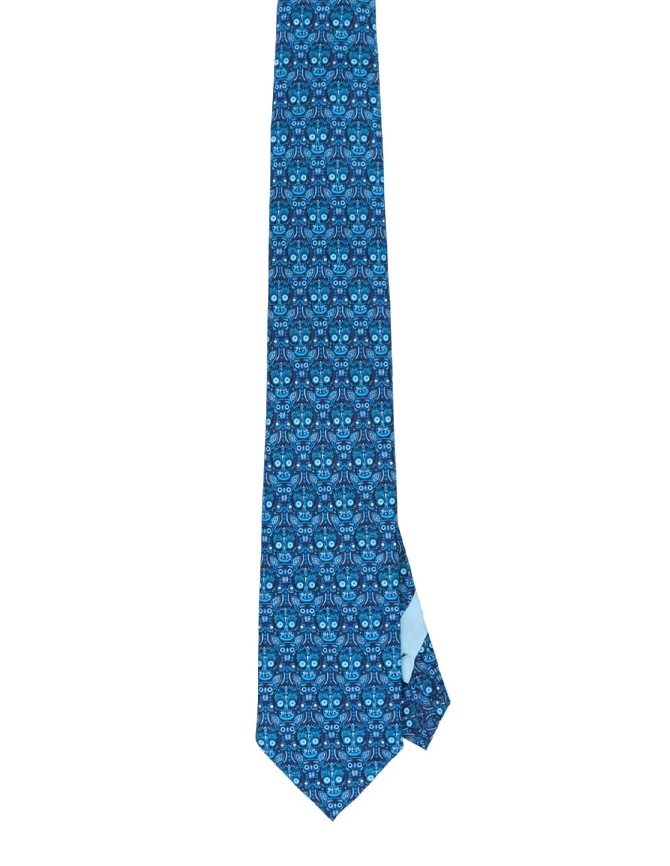 Corbata regular de seda estampado gráfico para hombre