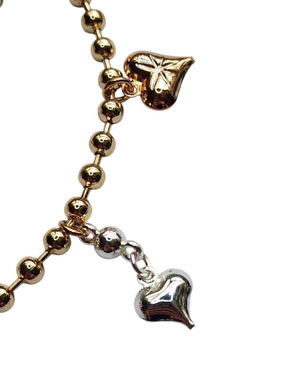 Pulsera de oro laminado 14 k Corazones con acabado brillante 3