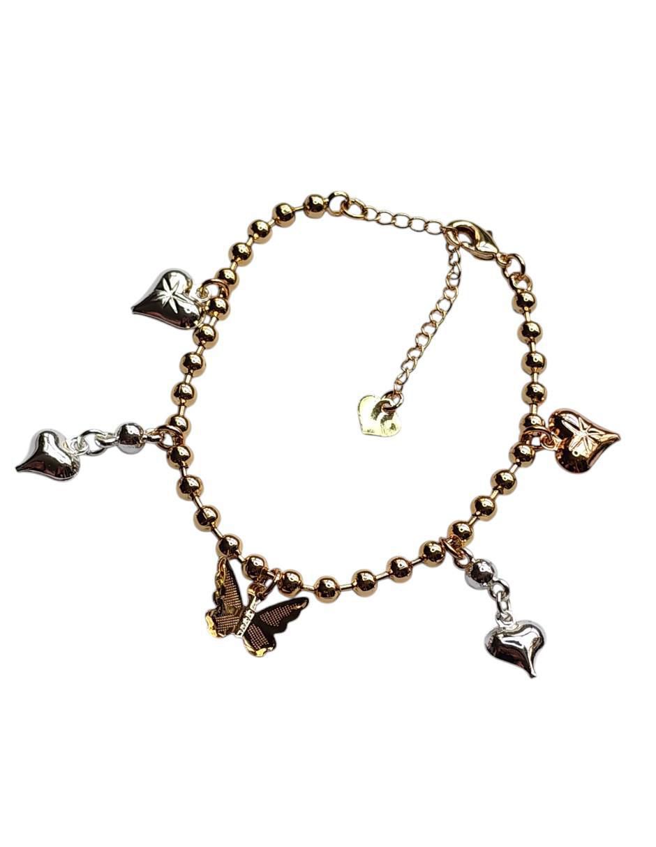 Pulsera de oro laminado 14 k Delfines con acabado brillante Pulsera de oro laminado 14 k Delfines con acabado brillante