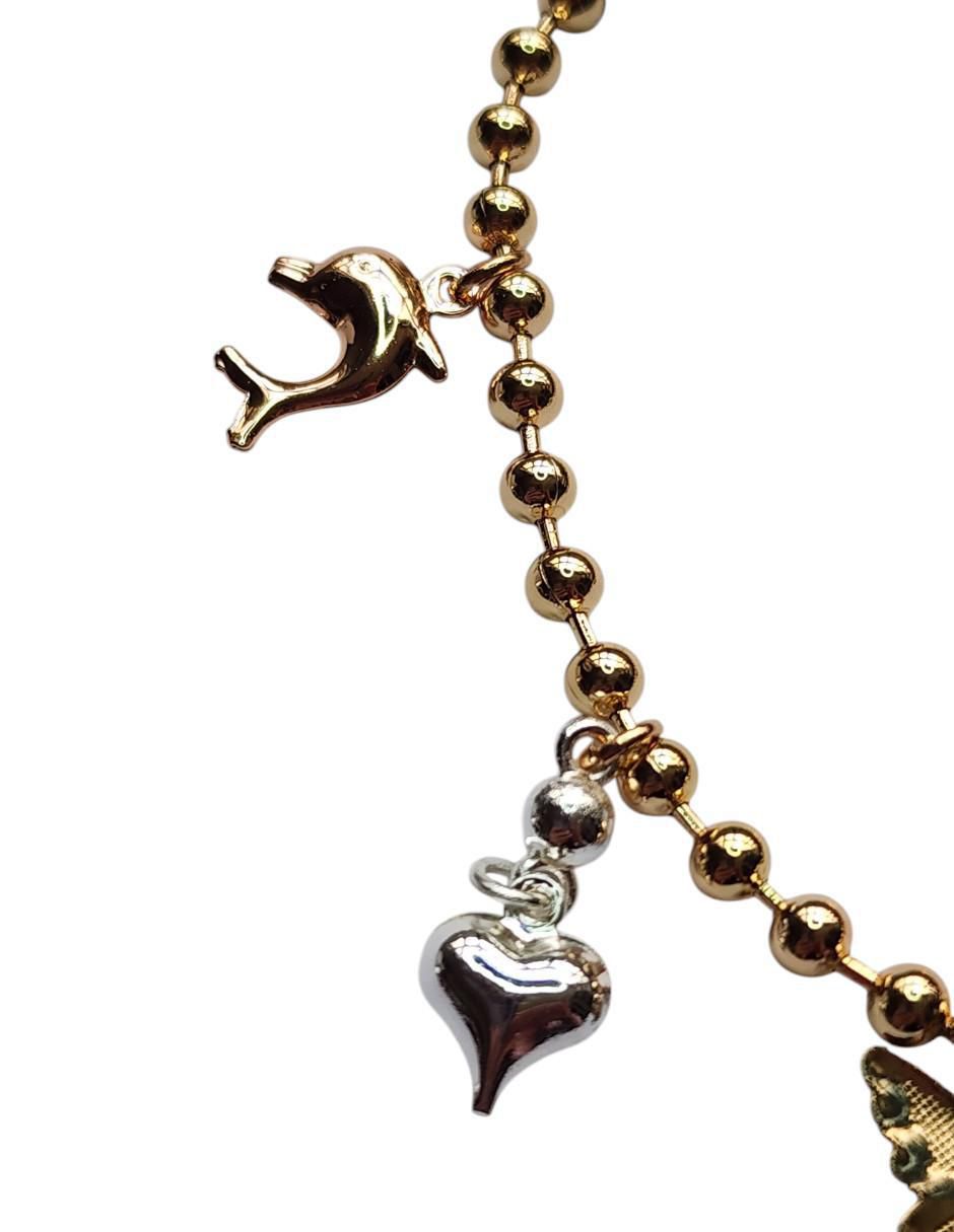 Pulsera de oro laminado 14 k Delfines con acabado brillante 3