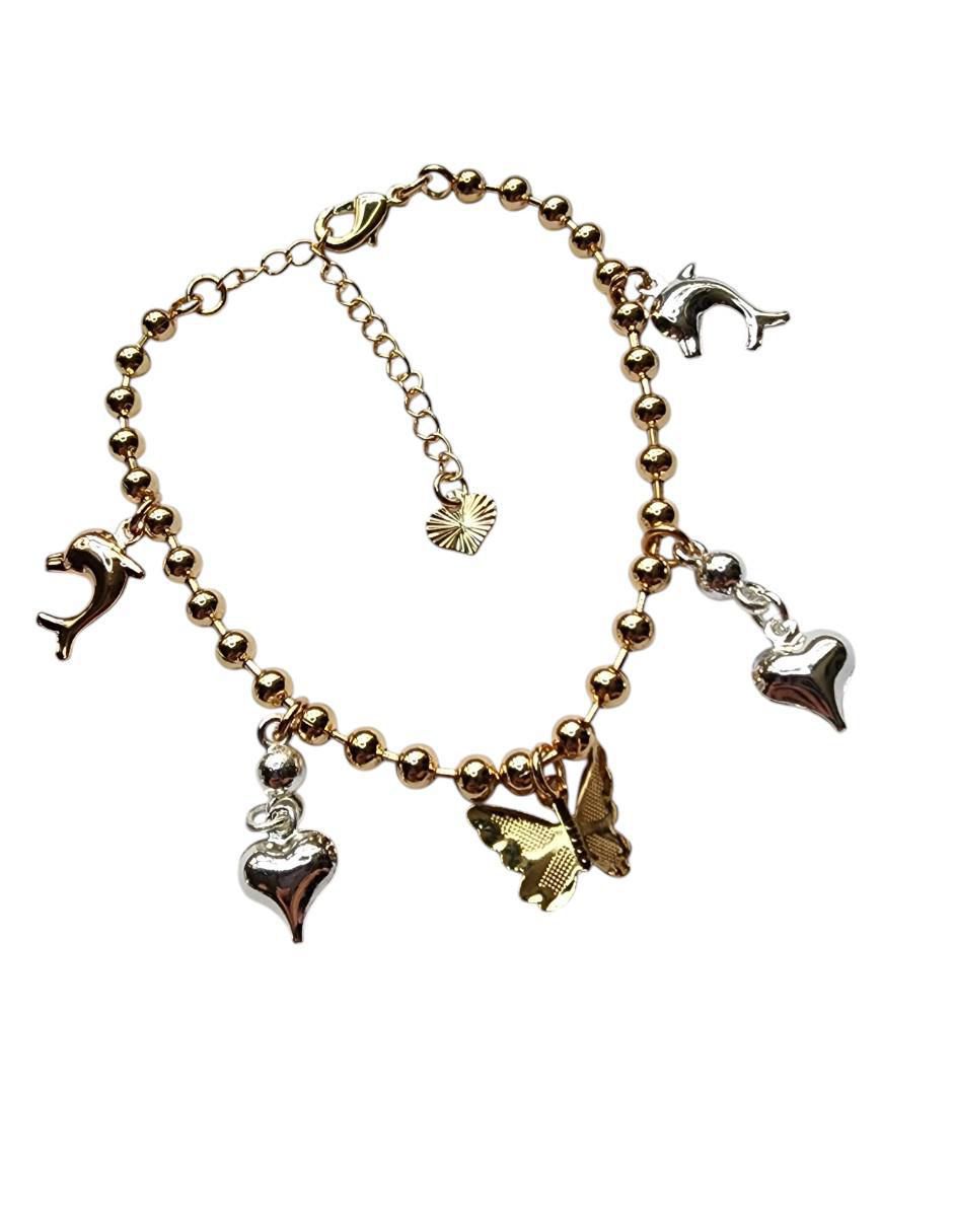 Pulsera de oro laminado 14 k Delfines con acabado brillante 5