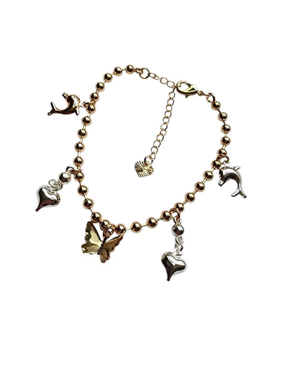 Pulsera de oro laminado 14 k Delfines con acabado brillante 6