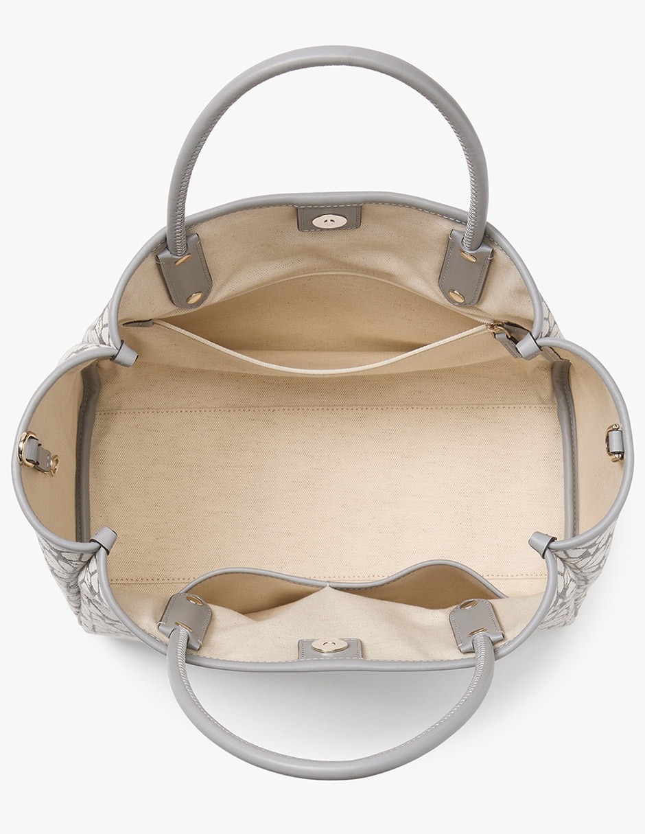 Bolsa tote Flower Jacquard de piel para mujer 4
