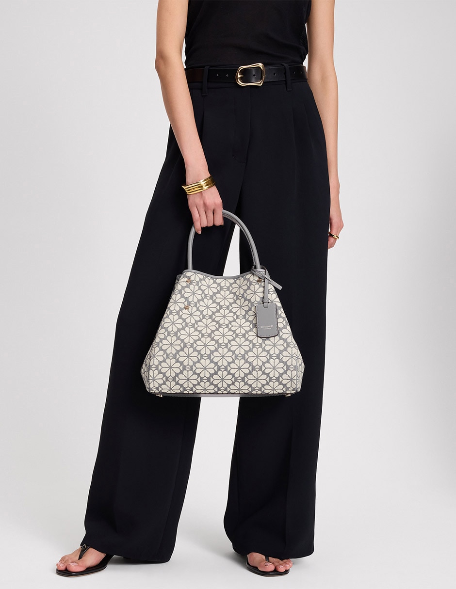 Bolsa tote Flower Jacquard de piel para mujer 5