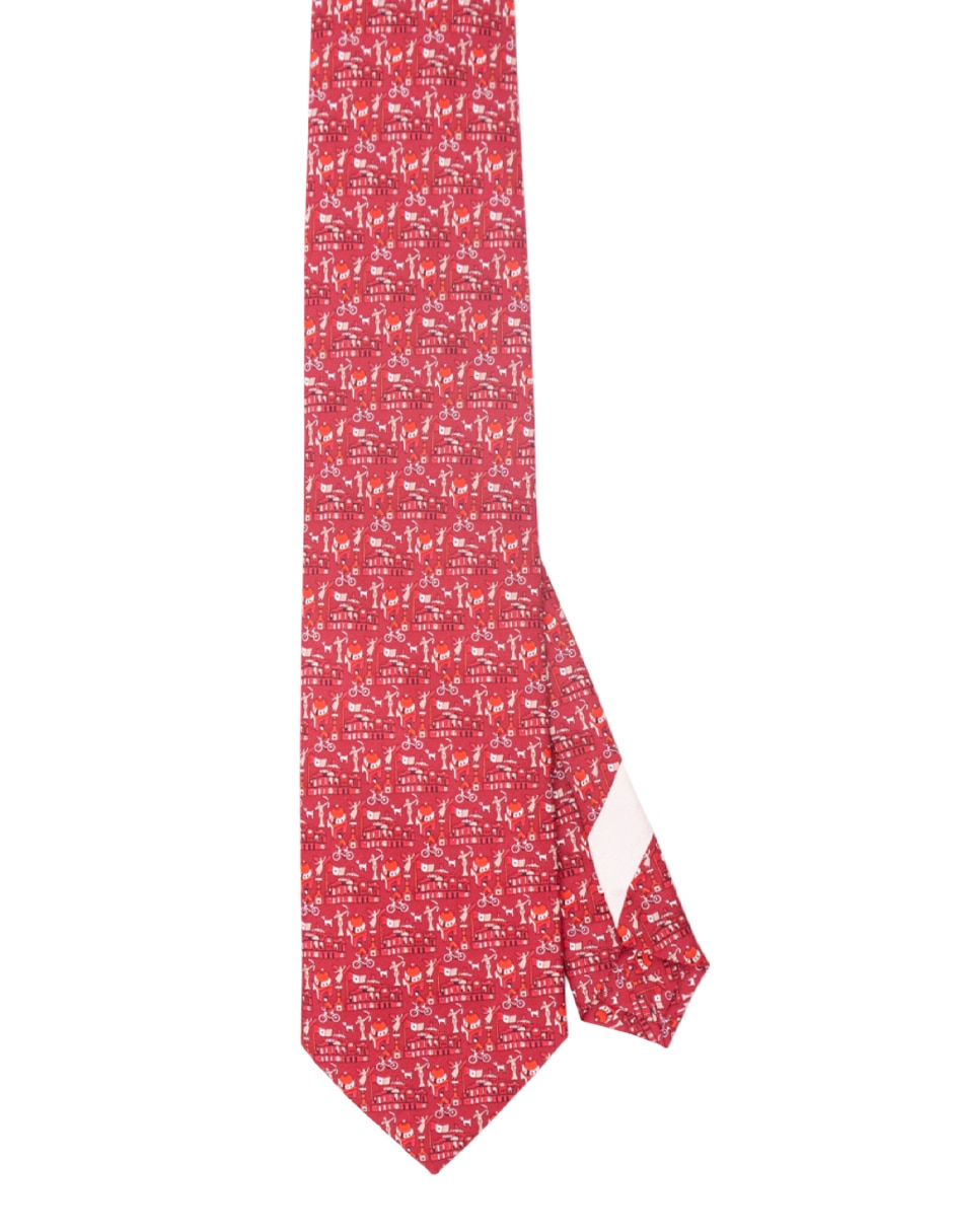 Corbata regular de seda estampada para hombre