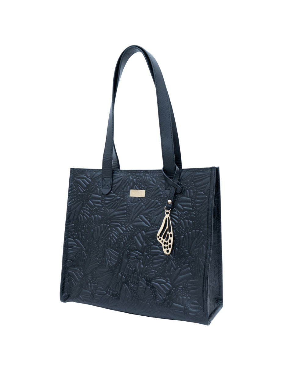 Bolsa tote Grabado Mariposa de piel para mujer 2