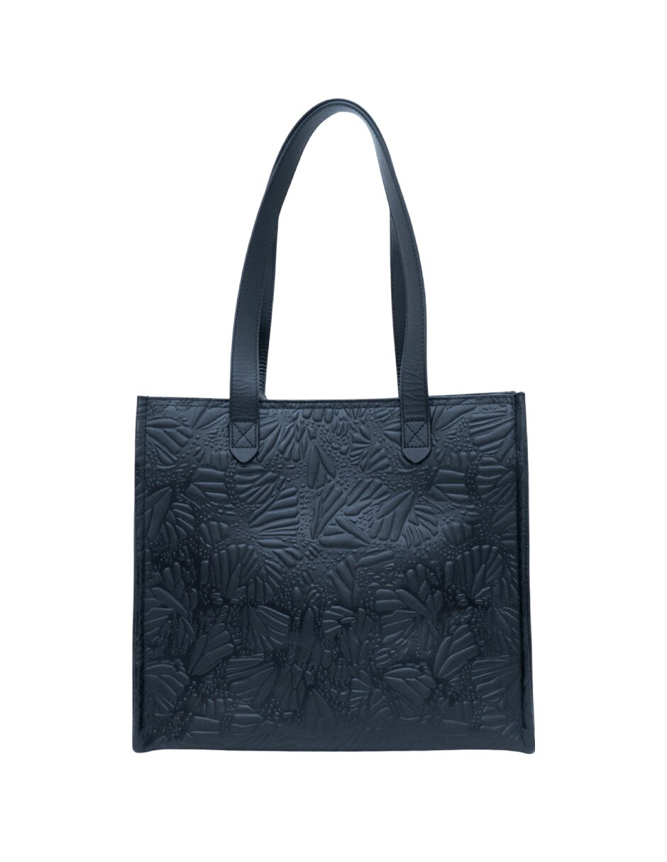 Bolsa tote Grabado Mariposa de piel para mujer 3