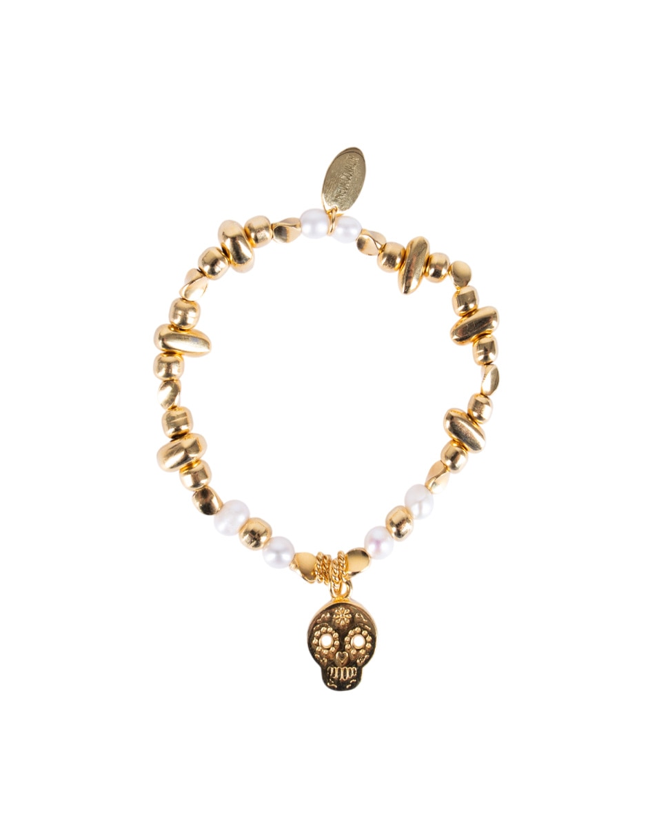 Pulsera con perla 10 k Calavera Pulsera con perla 10 k Calavera