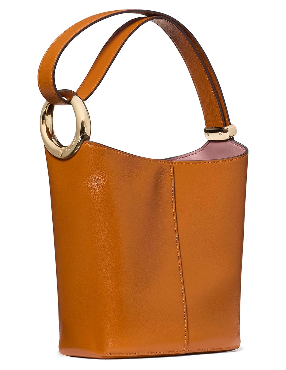 Bolsa bucket Halo de cuero para mujer