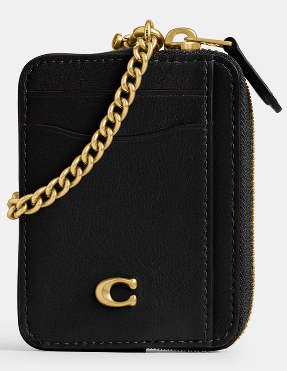 Tarjetero de piel Essential Chain para mujer