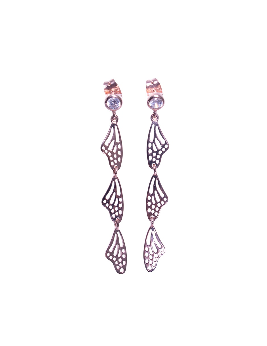 Aretes de mariposa Mariposa de plata P 925 con acabado baño de oro zirconia 1