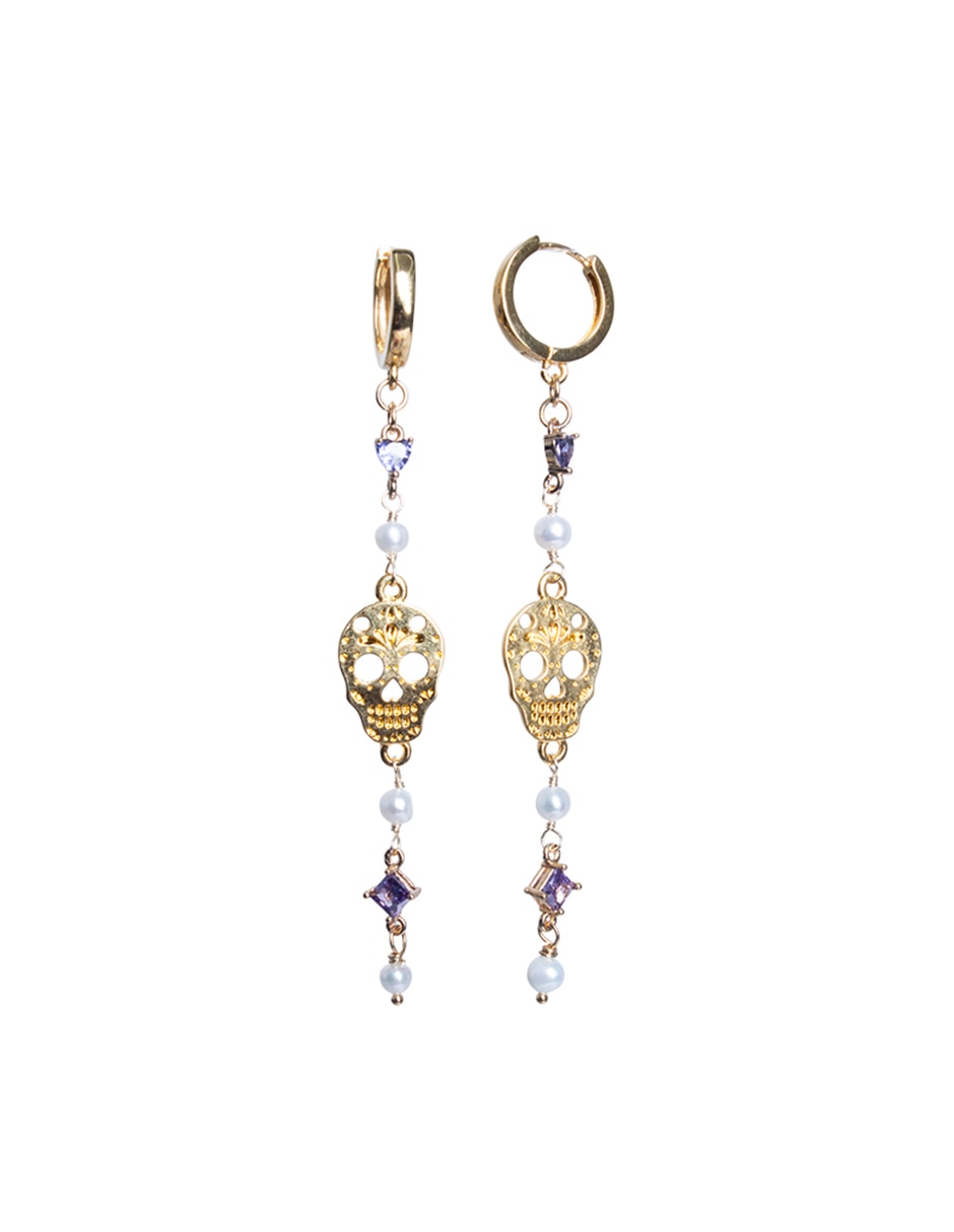 Aretes de calavera Calavera con acabado brillante zirconia