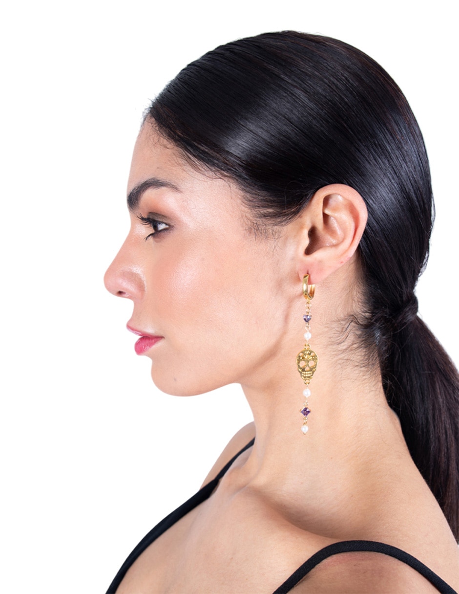 Aretes de calavera Calavera con acabado brillante zirconia 2