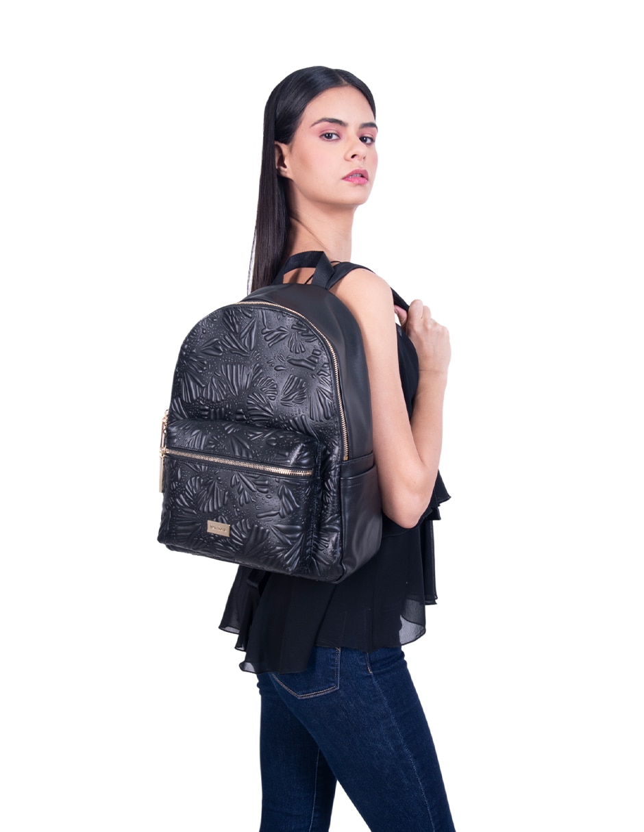 Backpack grabado mariposa de piel para mujer 4
