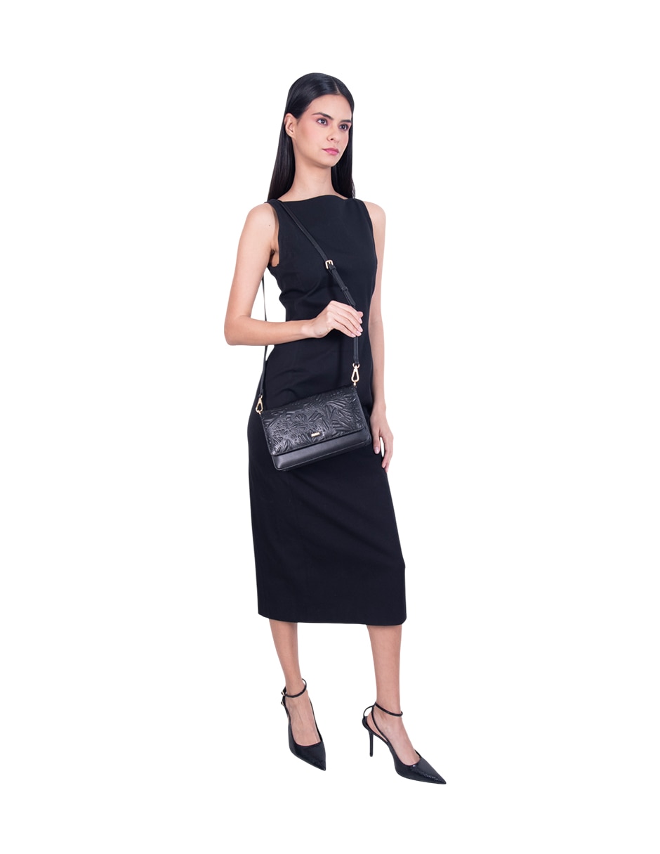 Bolsa crossbody Grabado Mariposa de piel para mujer 2