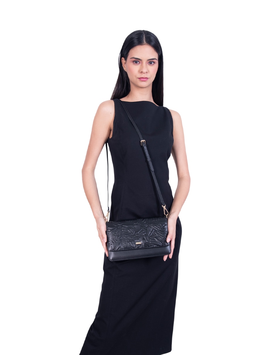 Bolsa crossbody Grabado Mariposa de piel para mujer 5