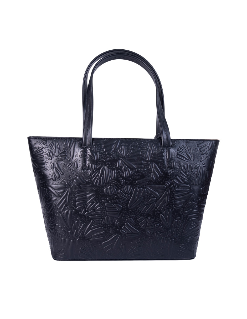 Bolsa tote Grabado Mariposa de piel para mujer 3