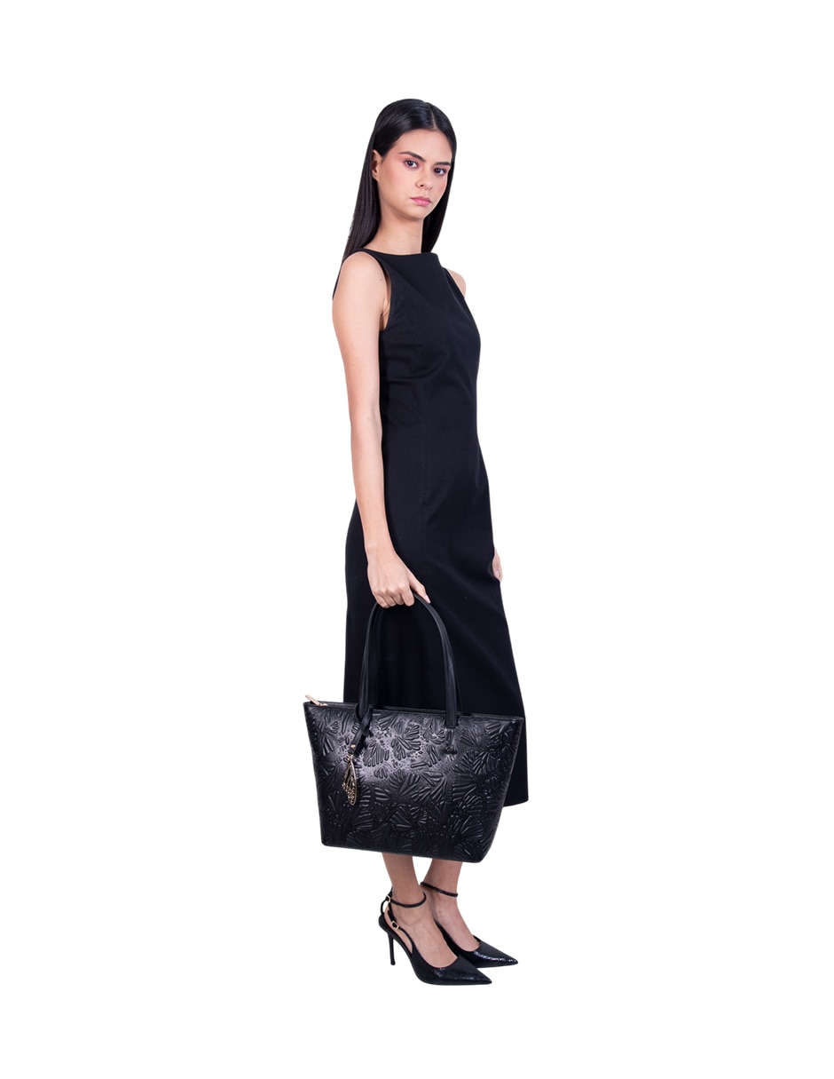 Bolsa tote Grabado Mariposa de piel para mujer 6