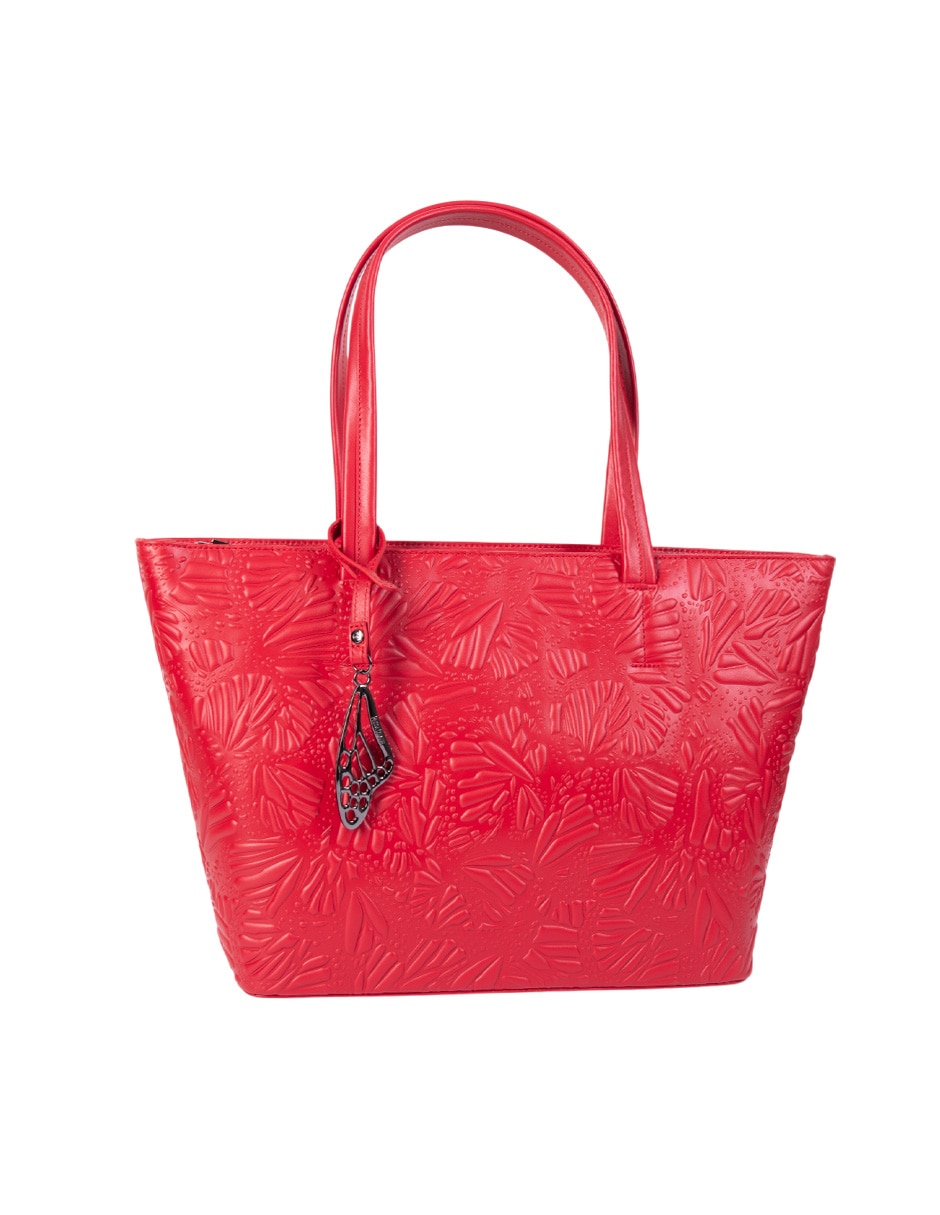 Bolsa tote Pineda Covalin grabado mariposa de piel para mujer