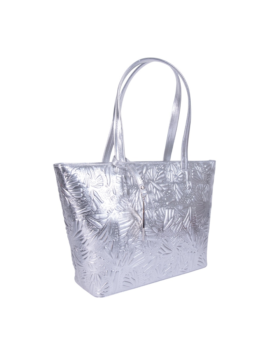 Bolsa tote Grabado Mariposa de piel para mujer 2