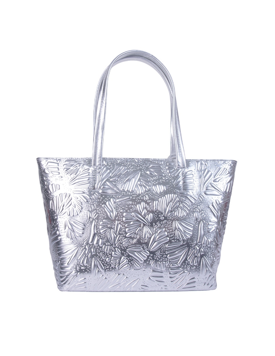 Bolsa tote Grabado Mariposa de piel para mujer 3