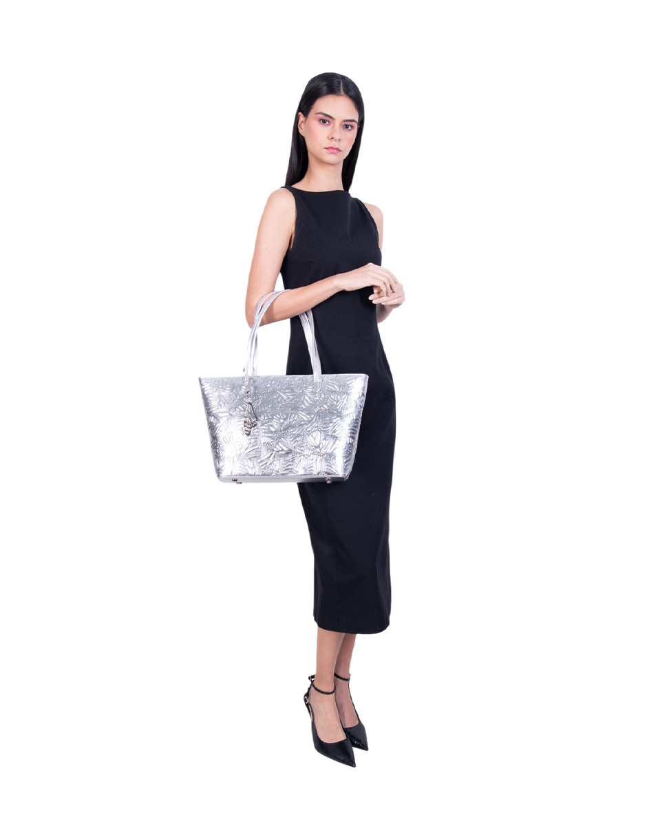 Bolsa tote Grabado Mariposa de piel para mujer 6