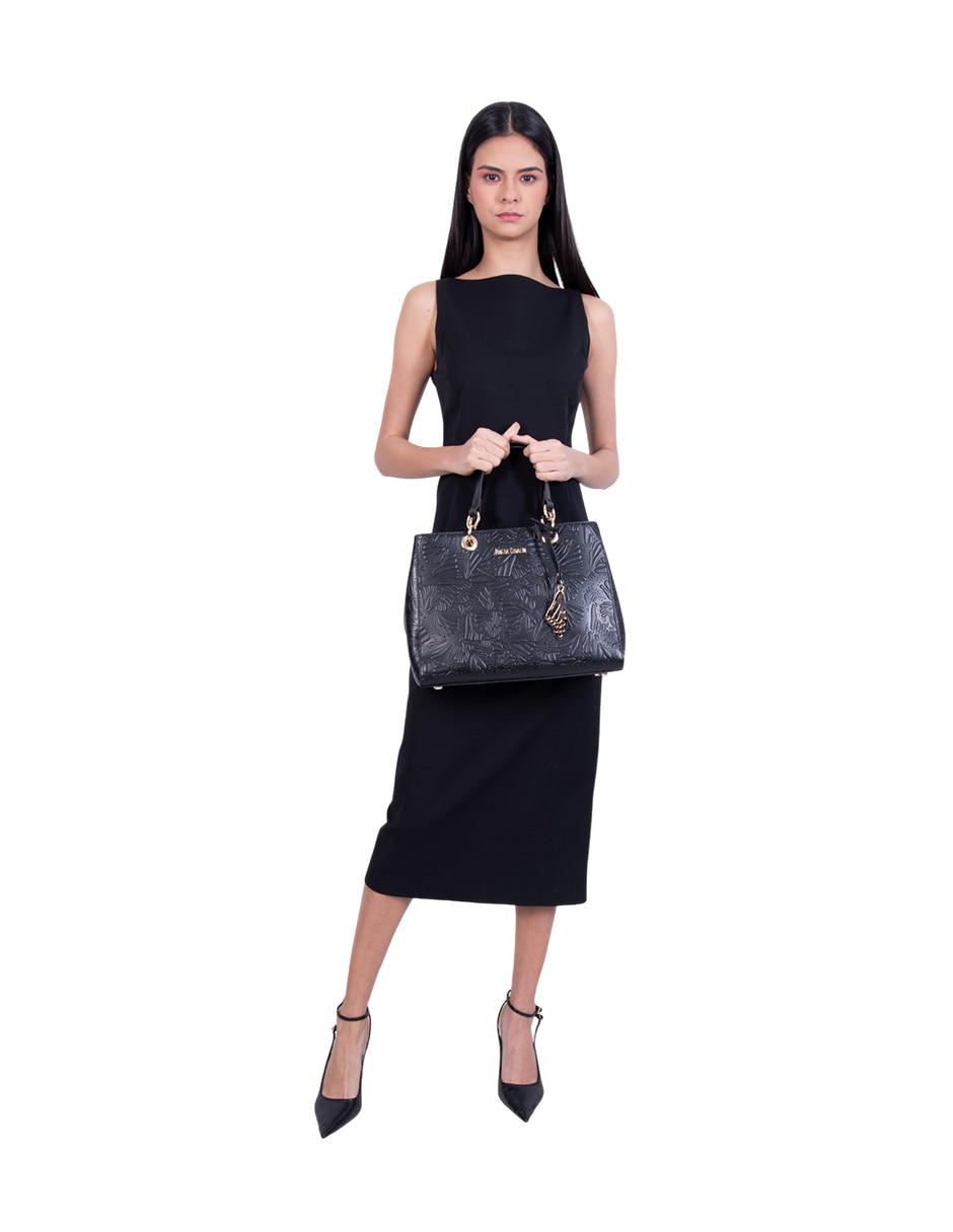 Bolsa satchel Grabado Mariposa de piel para mujer 7