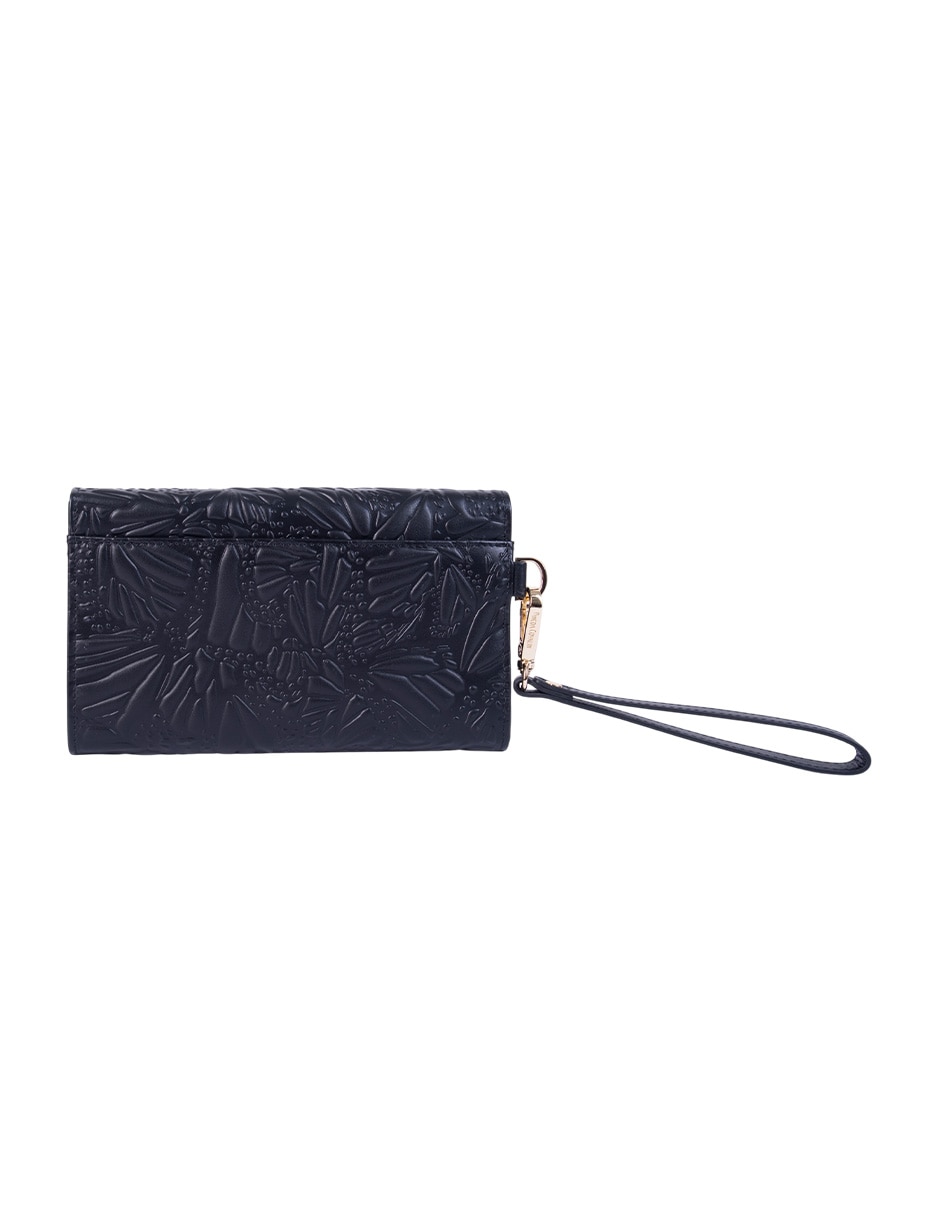 Bolsa wristlet grabado mariposa de piel para mujer 3