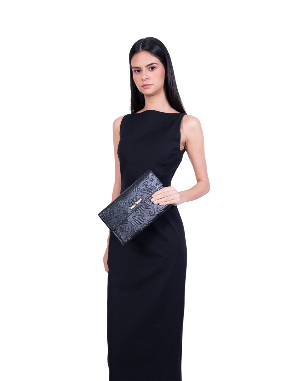 Bolsa clutch Grabado Mariposa de piel para mujer 5