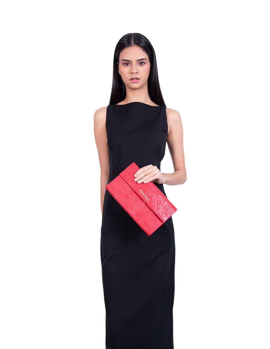Bolsa clutch Grabado Mariposa de piel para mujer 5