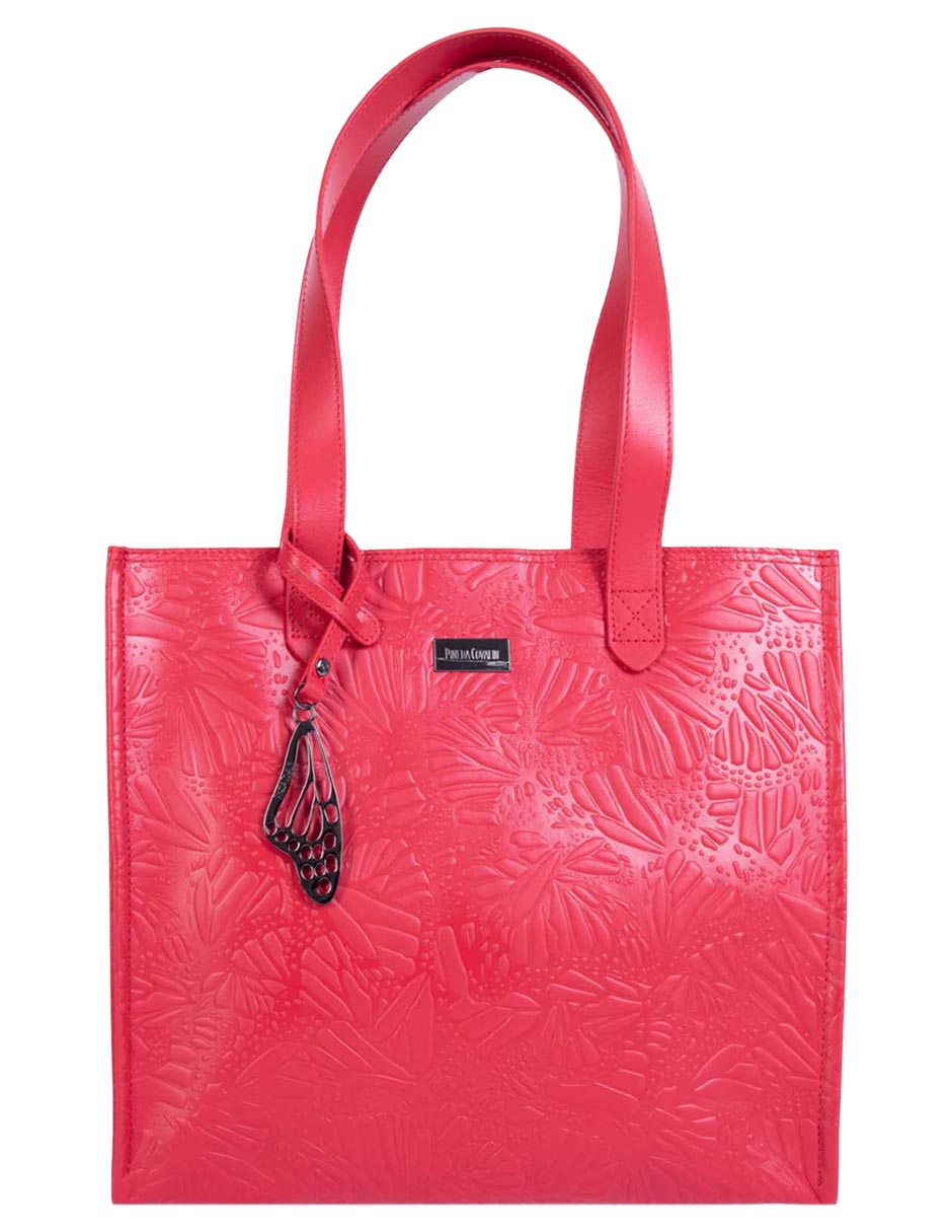 Bolsa tote Grabado Mariposa de piel para mujer