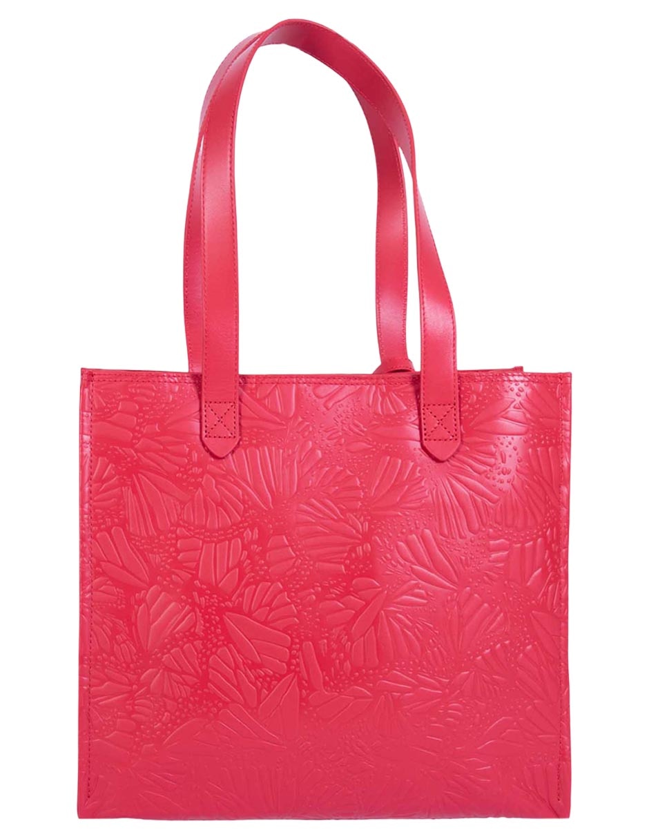 Bolsa tote Grabado Mariposa de piel para mujer 6