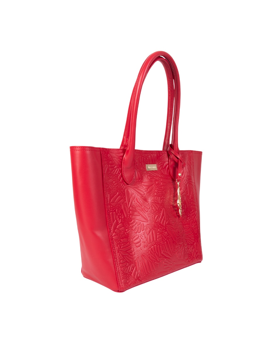 Bolsa tote Grabado Mariposa de piel para mujer 2