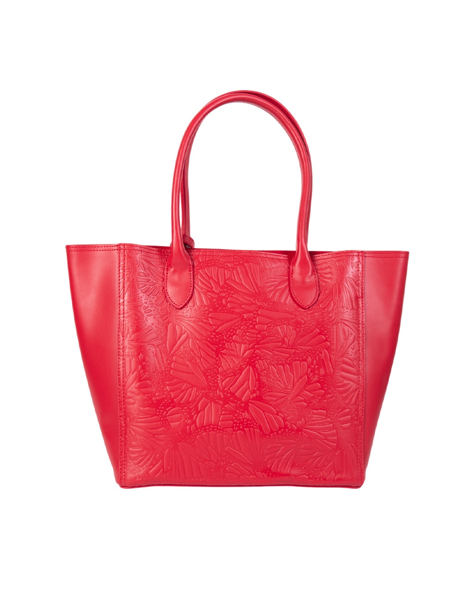 Bolsa tote Grabado Mariposa de piel para mujer 3