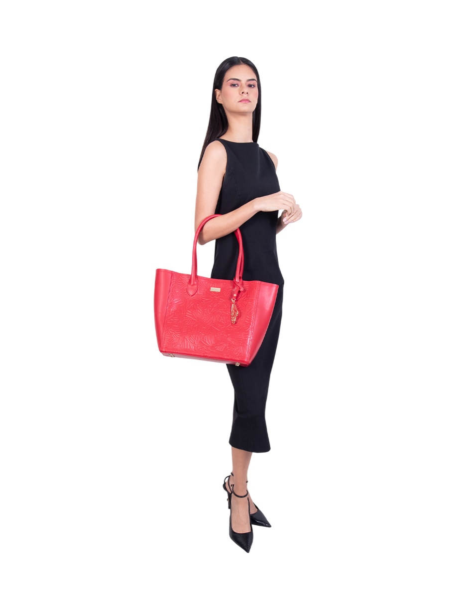 Bolsa tote Grabado Mariposa de piel para mujer 5