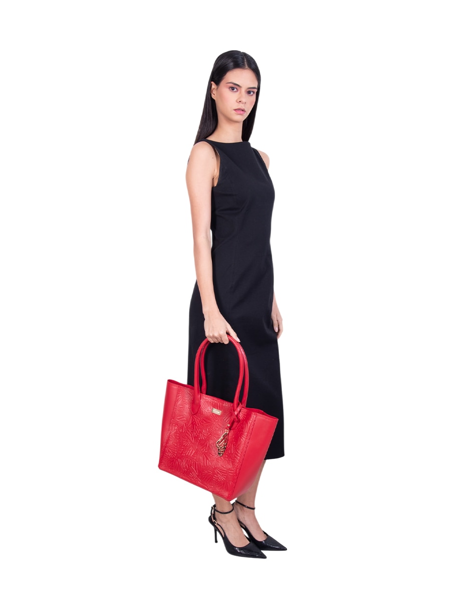 Bolsa tote Grabado Mariposa de piel para mujer 6