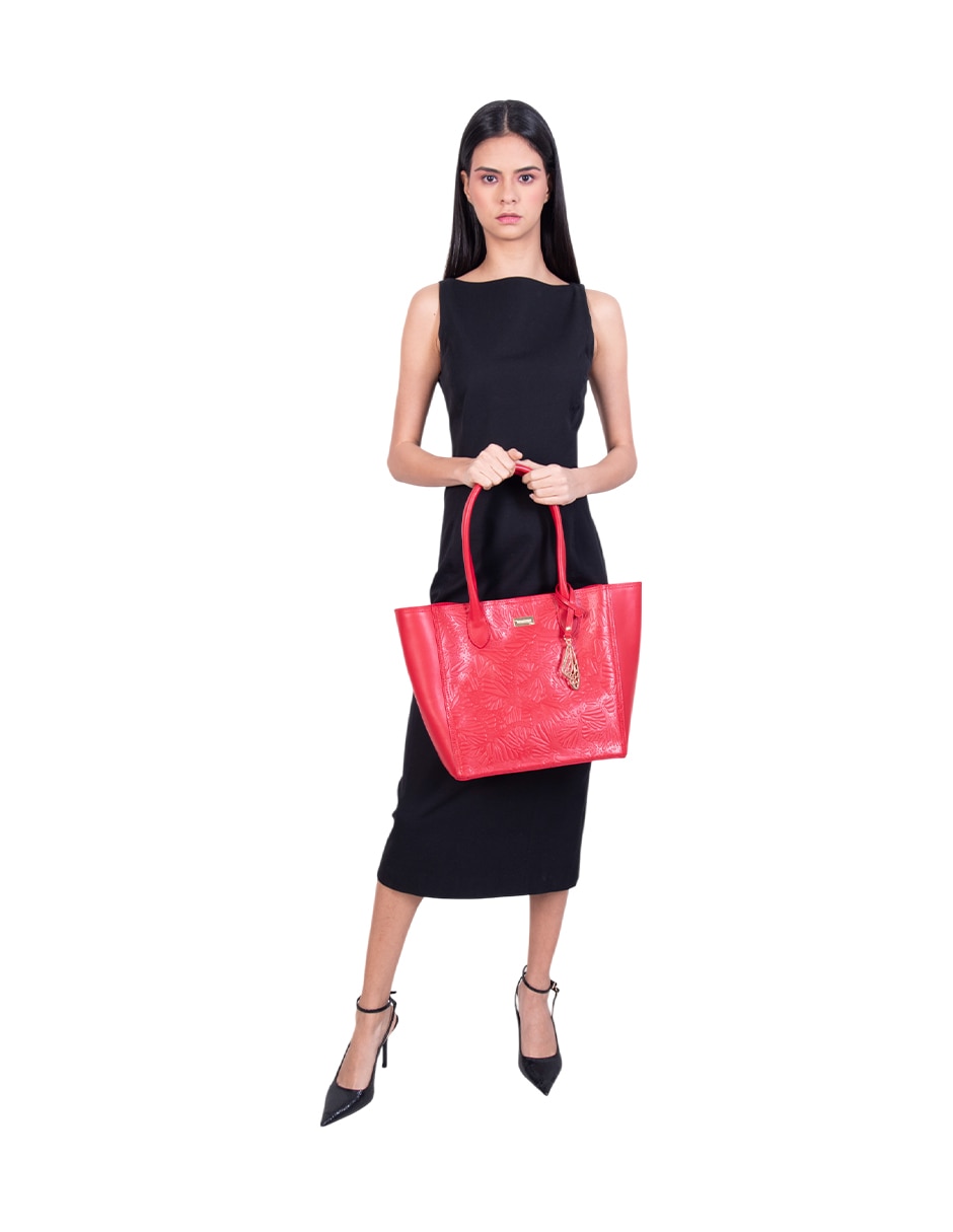 Bolsa tote Grabado Mariposa de piel para mujer 7