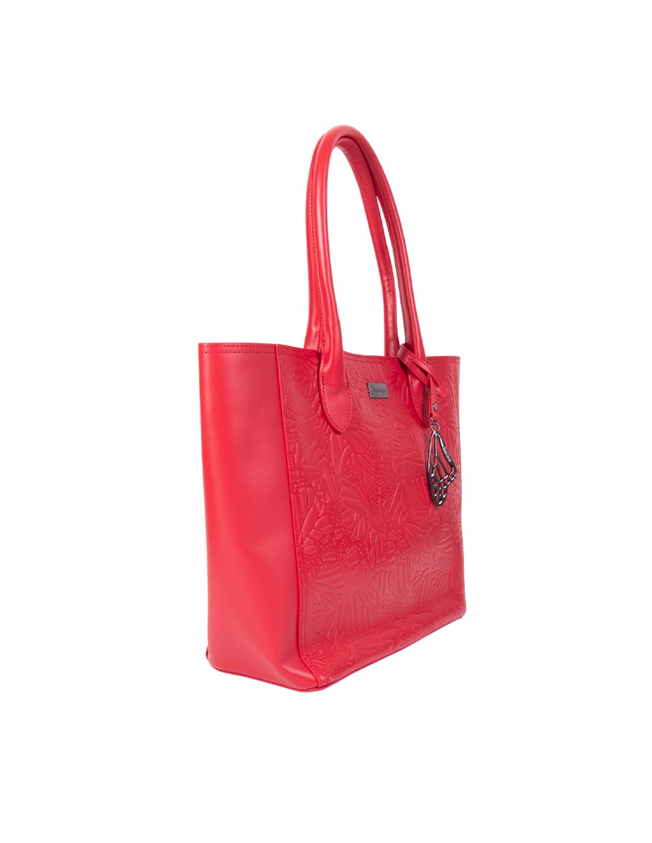 Bolsa tote Grabado Mariposa de piel para mujer 3