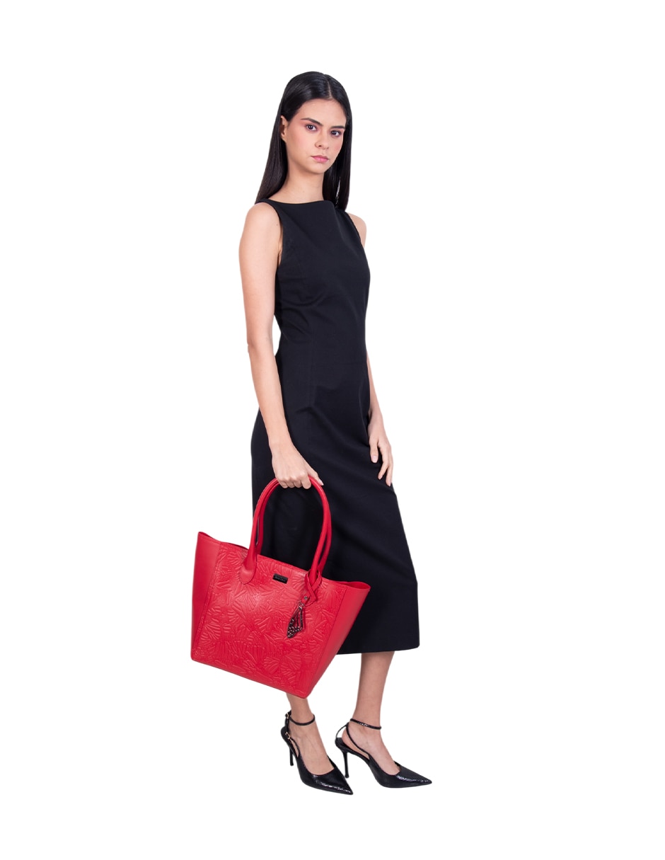 Bolsa tote Grabado Mariposa de piel para mujer 7