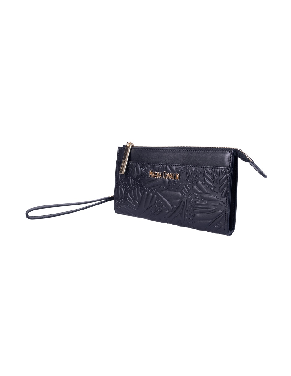 Bolsa wristlet grabado mariposa de piel para mujer 3
