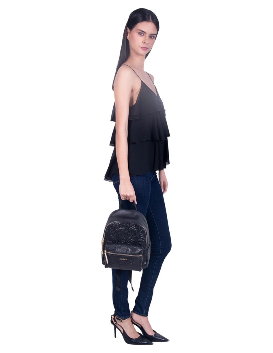 Bolsa backpack Grabado Mariposa de piel para mujer 3