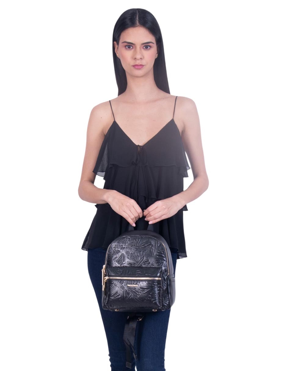 Bolsa backpack Grabado Mariposa de piel para mujer 4
