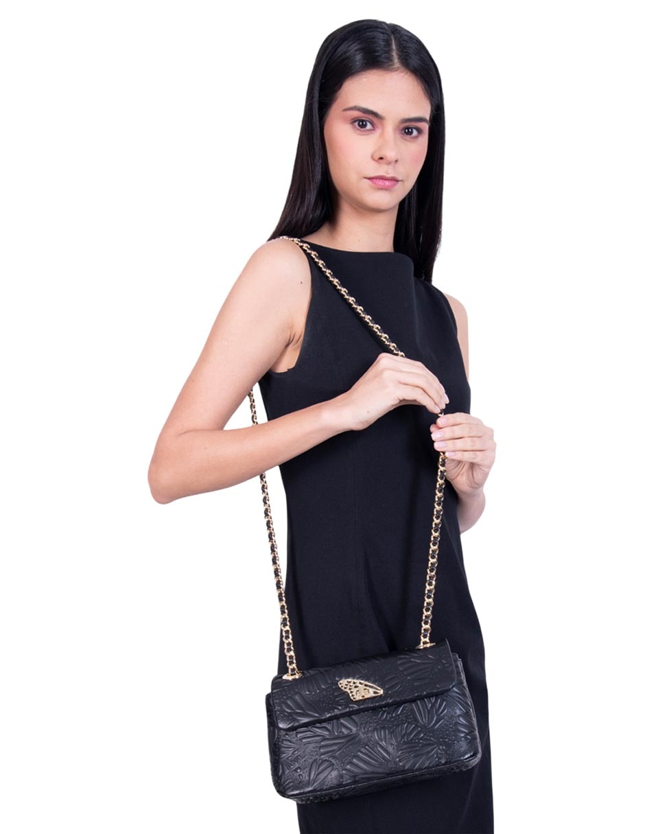 Bolsa crossbody Grabado Mariposa de piel para mujer 2