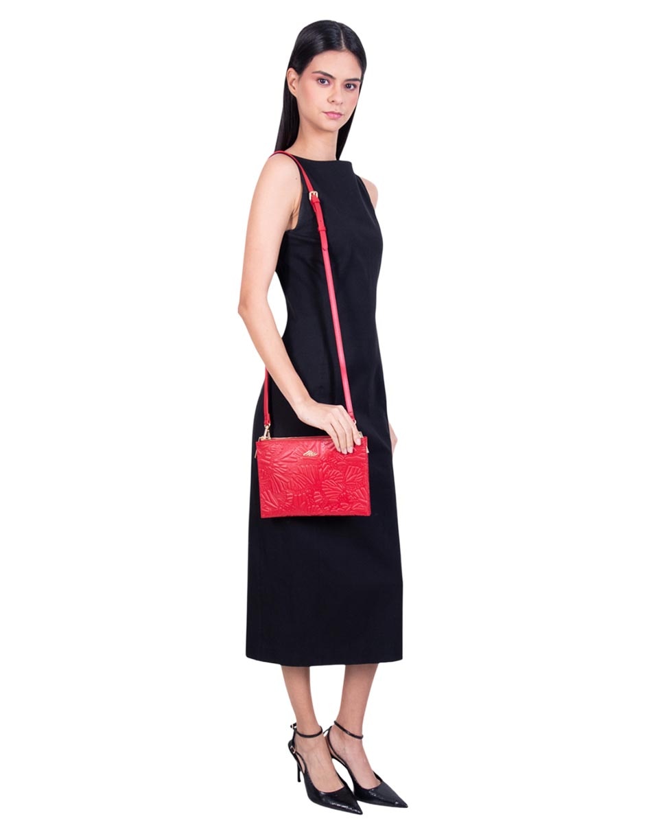 Bolsa crossbody Grabado Mariposa de piel para mujer 4