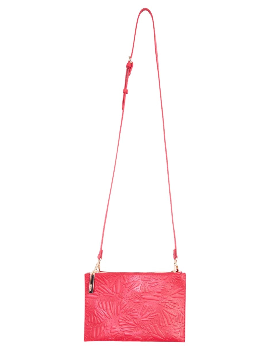Bolsa crossbody Grabado Mariposa de piel para mujer 5