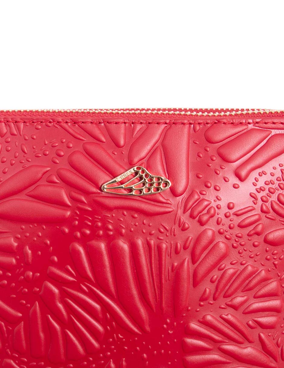 Bolsa crossbody Grabado Mariposa de piel para mujer 6