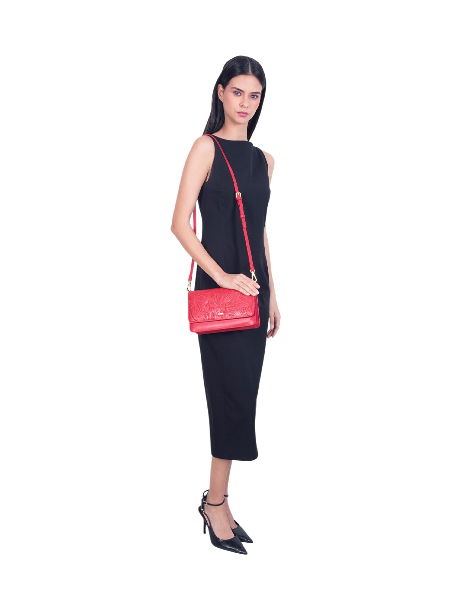 Bolsa crossbody Grabado Mariposa de piel para mujer 2