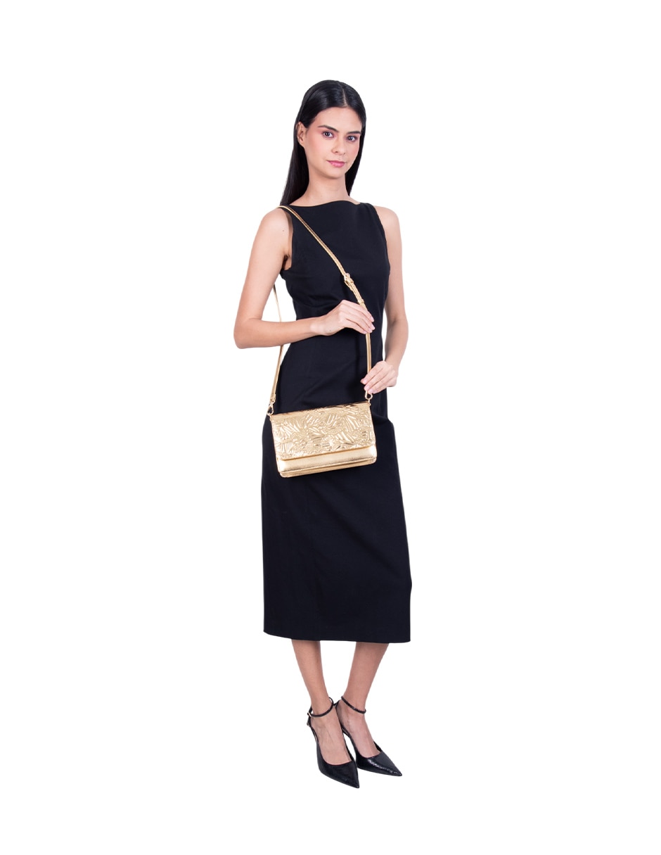 Bolsa crossbody Grabado Mariposa de piel para mujer 4