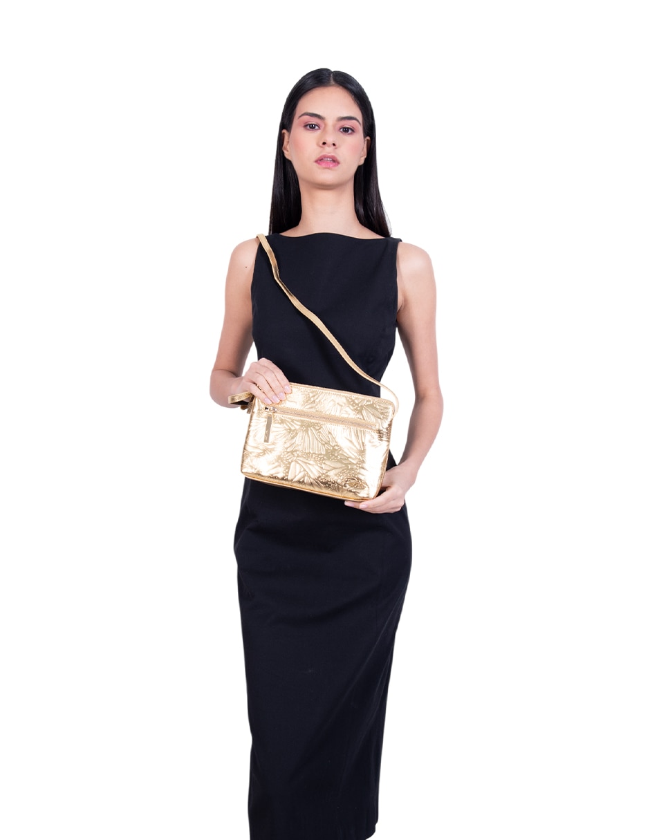 Bolsa crossbody Grabado Mariposa de piel para mujer 3