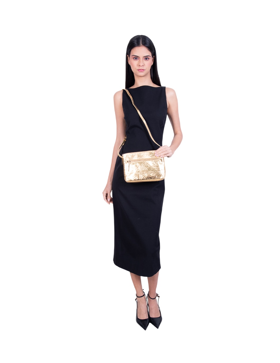Bolsa crossbody Grabado Mariposa de piel para mujer 4